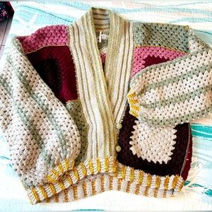 FREE PEOPLE Rough Diamond Crochet Bomber Cardigan